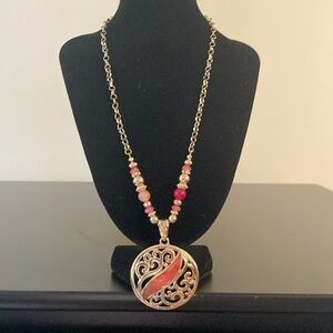Macy's Gold Necklace with Red and Pink Accents
